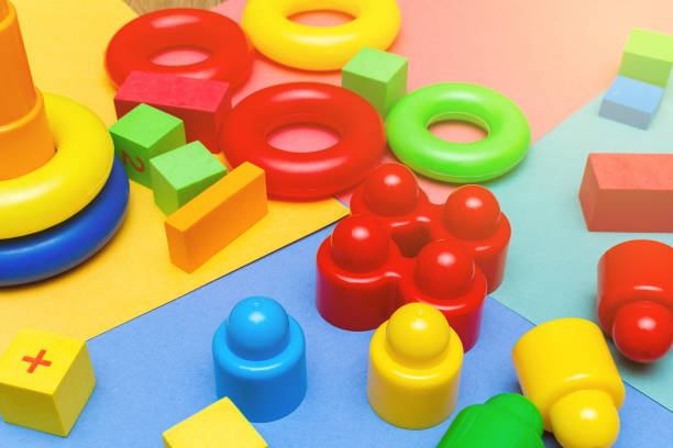 istock Color child kids education toys pattern background copy space on the bright background. Childhood infancy children babies concept 1246197449