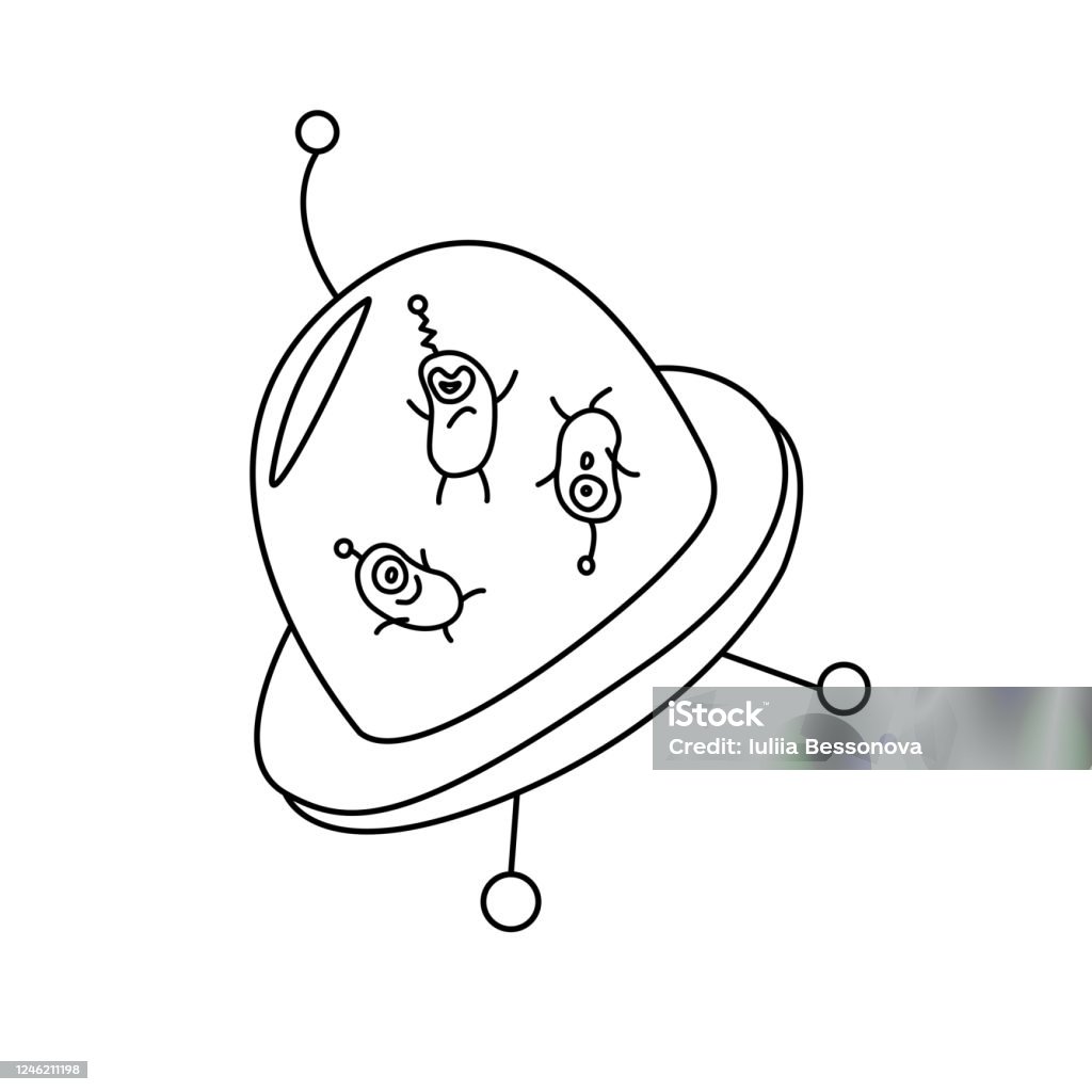 Vetores de Desenho Animado Engraçado Alien Em Disco Voador Ovni Ilustração  Vetorial Simples Do Contorno Ícone Doodle Preto E Branco e mais imagens de  Alienígena - iStock