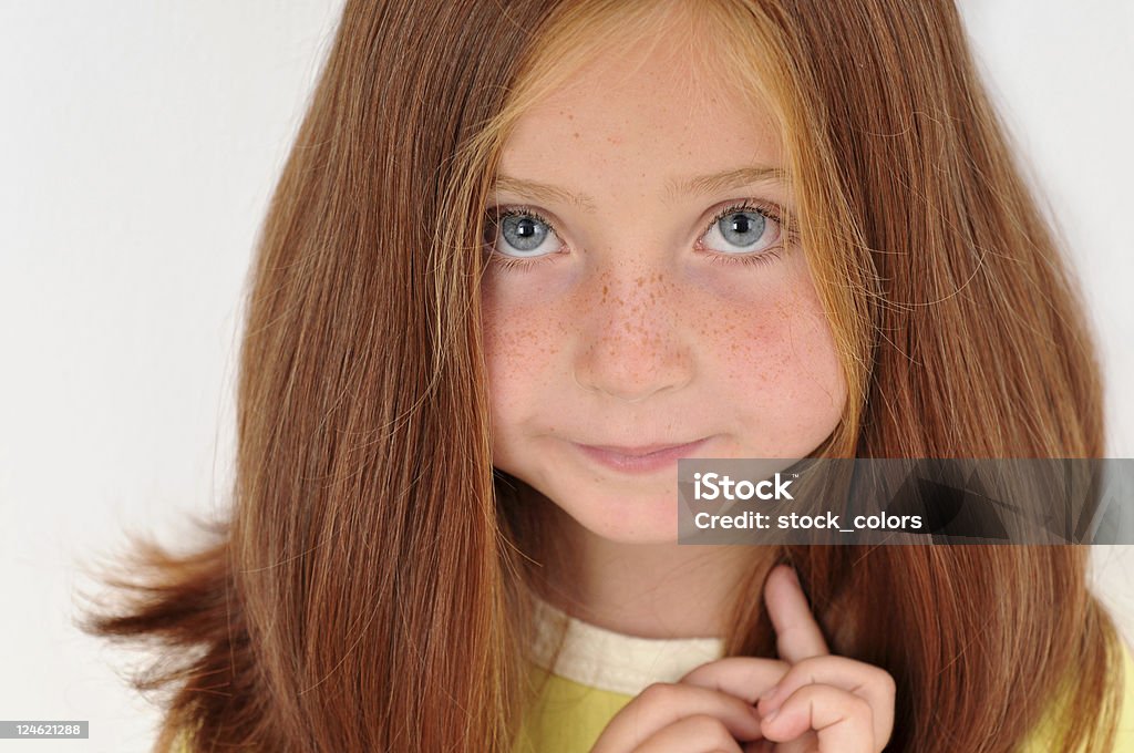 girl cute girl with red natural hair 6-7 Years Stock Photo