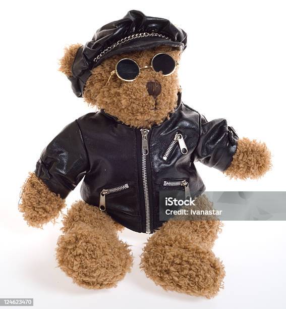 Osito De Peluche De Motorista Foto de stock y más banco de imágenes de Chaqueta de cuero - Chaqueta de cuero, Marrón, Osito de peluche