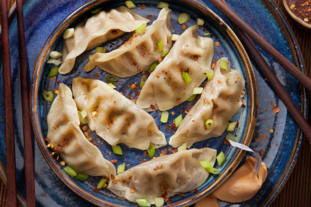 Steamed Dumplings with Soy Sauce and Green Onions