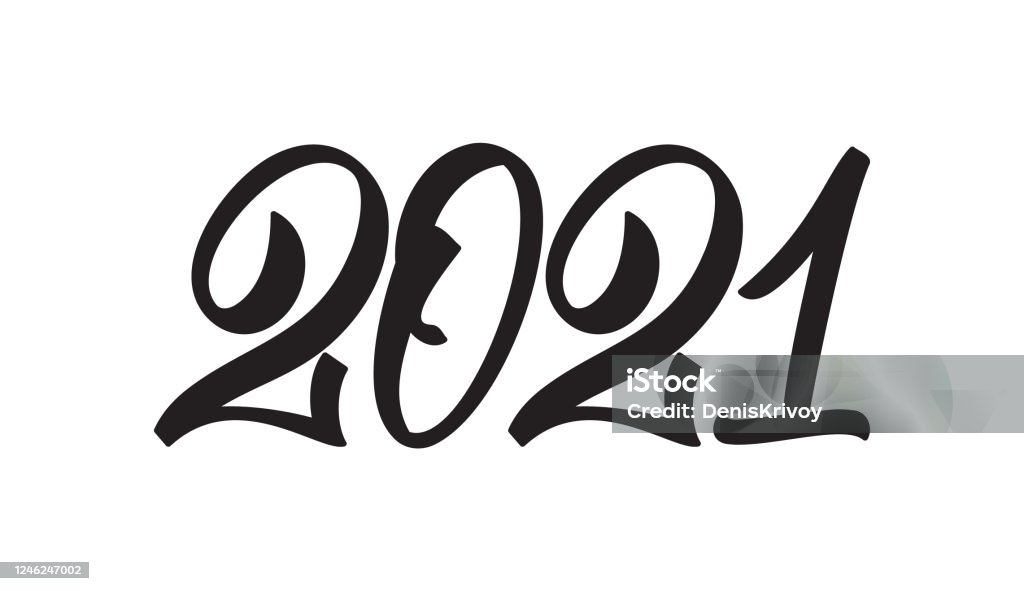 Vector Illustration Handwritten Number Lettering Of 2021 Happy New ...