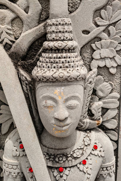 Statue in a Buddhist temple stock photo