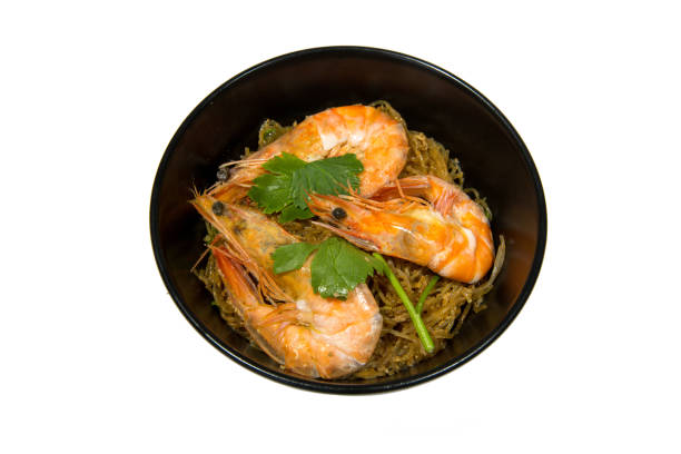 istock Baked Shrimp with Vermicelli die cut on white isolated. 1246261463