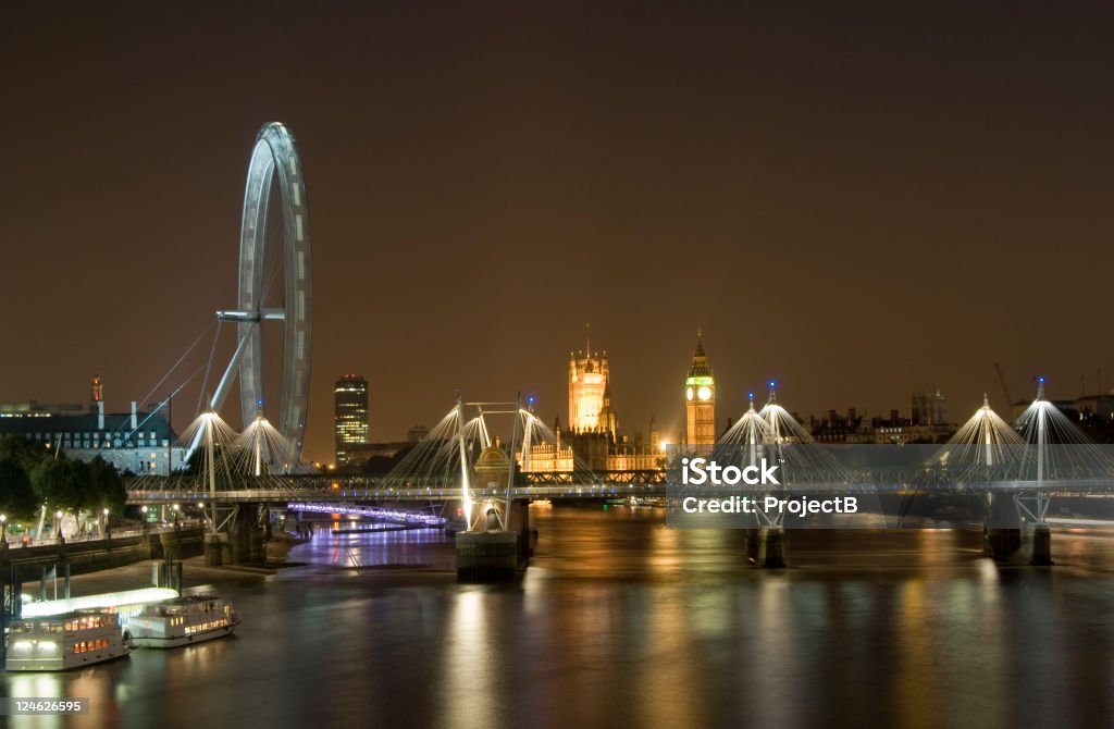 Skyline da Cidade de Londres à noite - Royalty-free Ao Ar Livre Foto de stock