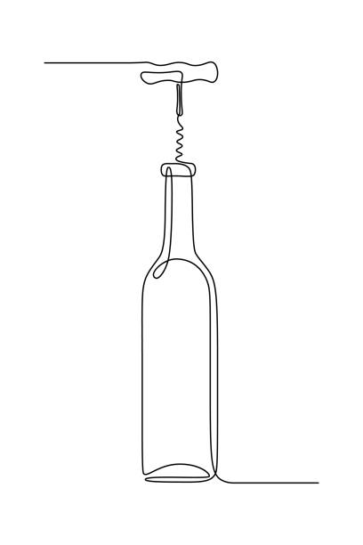 ilustrações de stock, clip art, desenhos animados e ícones de wine bottle opening - garrafa vinho