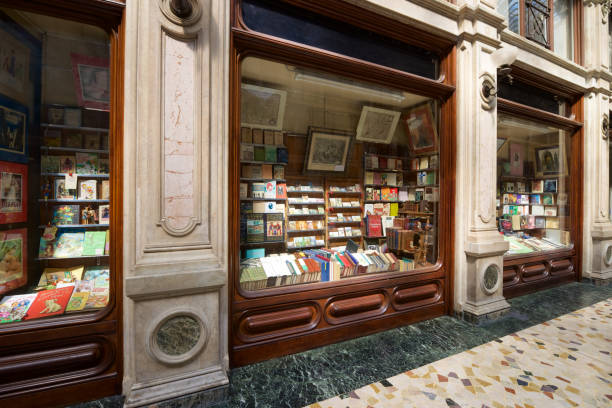 Turin, Italy - August 16, 2013: Showcases in Subalpine Commercial Gallery.