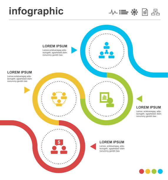 illustrazioni stock, clip art, cartoni animati e icone di tendenza di gestione infografica - flowchart flowing flow chart diagram