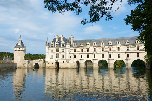 Chenonceau, France - August 23, 2012: tourists visiting Chenonceau castle, one of the most visited in the Loire Valley.