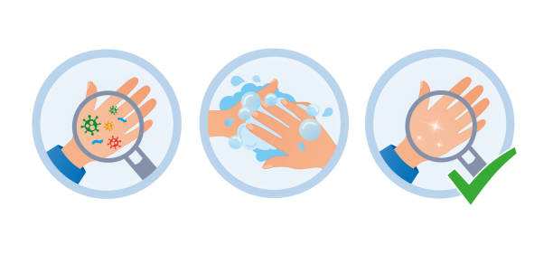 ilustraciones, imágenes clip art, dibujos animados e iconos de stock de higiene. limpieza de manos. lavarse las manos con jabón - social media kids