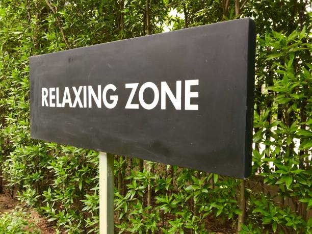 istock Relaxing zone sign board in the garden 1246293106