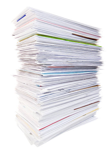 istock Big Stack of Unpaid Bills and Envelopes Isolated on White 124629859