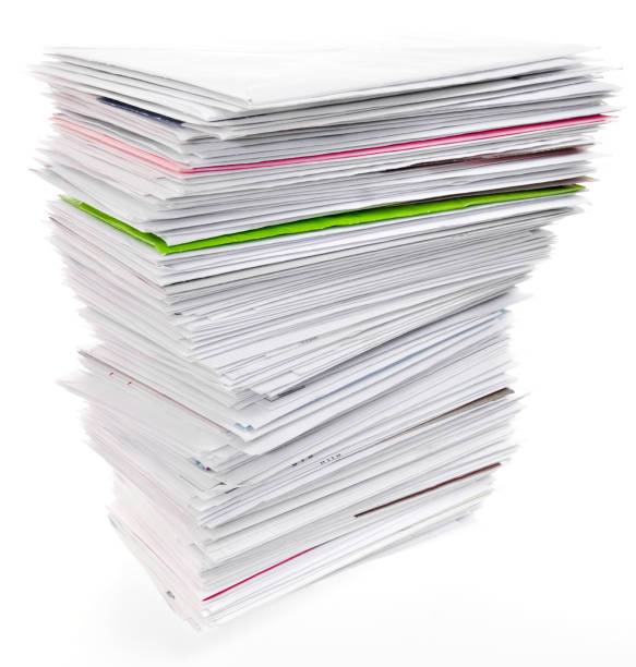 istock Big Stack of Unpaid Bills and Envelopes Isolated on White 124629860