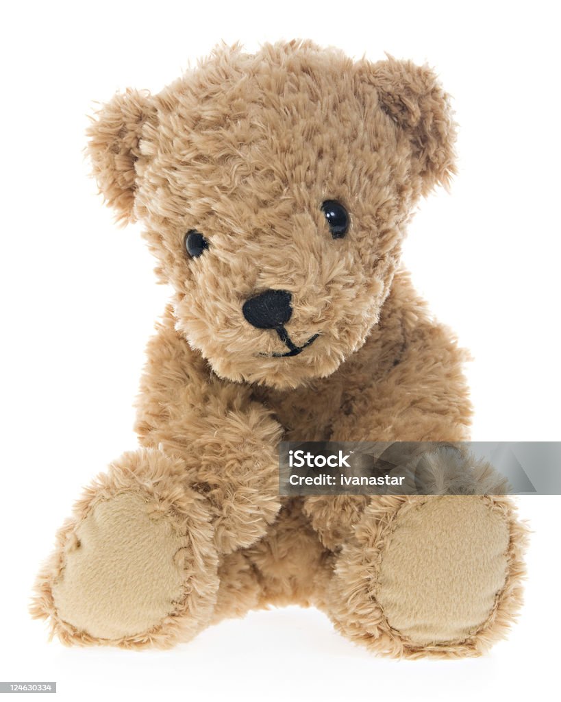 Tímido urso de pelúcia sentado - Foto de stock de Urso de pelúcia royalty-free