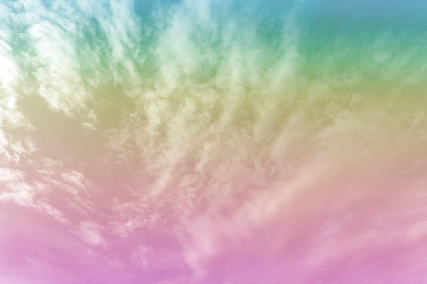 Purple pink morning sky background in pastel vintage watercolor