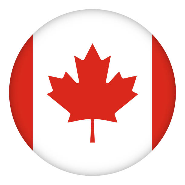 ilustraciones, imágenes clip art, dibujos animados e iconos de stock de bandera de canadá icono redondo, insignia o botón. símbolo nacional canadiense. diseño de plantilla, ilustración vectorial. - flag canadian flag patriotism national flag