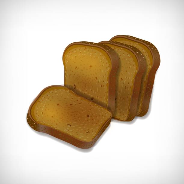 샌드위치를 위한 일체형 다크 브라운 빵 토스트. 건강한 음식 개념. - brown bread illustrations stock illustrations