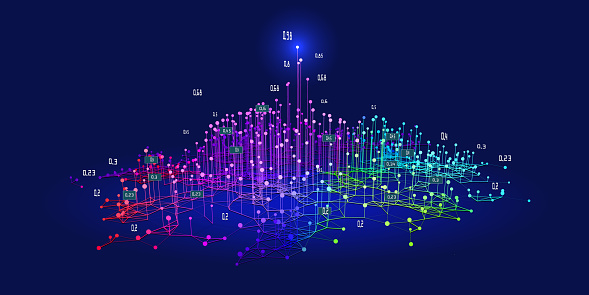 Big data. Abstract infographic gradient color background with connecting dots and lines. Vector illustration.