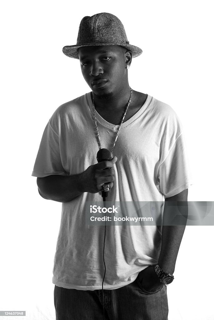 Man and a Microphone  Cut Out Stock Photo