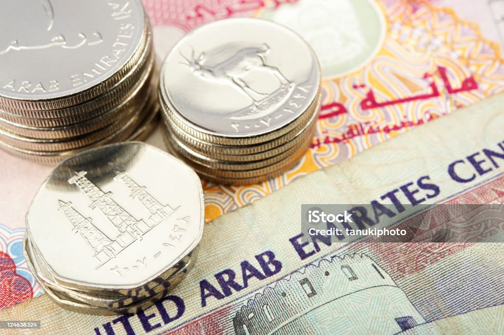 dirham degli Emirati Arabi Uniti - Foto stock royalty-free di Valuta degli Emirati Arabi Uniti