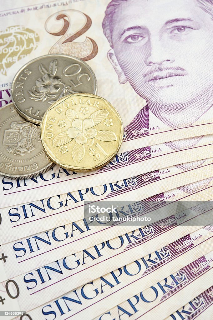 As notas e moedas de Singapura - Royalty-free Conceito Foto de stock