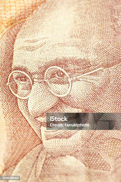 Ghandi On Banknote Stock Photo - Download Image Now - Mahatma Gandhi, Photography, Color Image