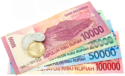 Rupiah money in the photo with a white background