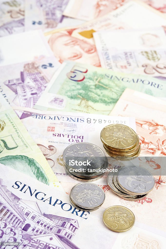 シンガポール Banknotes 、硬貨 - カラー画像のロイヤリティフリーストックフォト