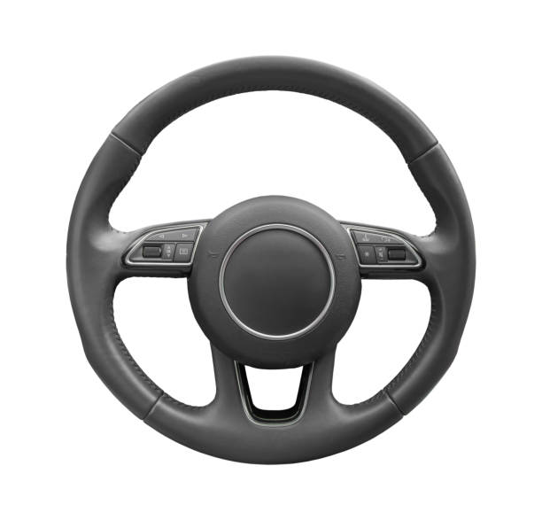istock Steering wheel driver of prestige modern car isolated on white 1246397628