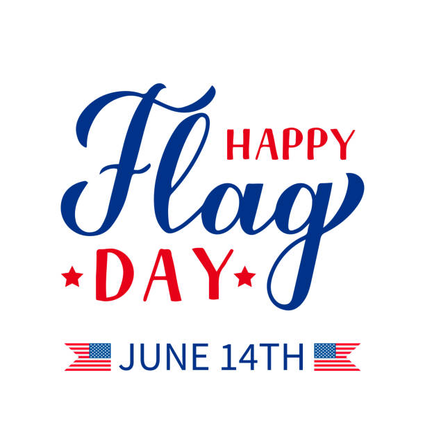 glückliche flagge tag hand schriftzug isoliert auf weißem hintergrund. united states flag day feiern am 14. juni. einfach zu bearbeiten vektor-vorlage für typografie poster, banner, flyer, aufkleber - flag day stock-grafiken, -clipart, -cartoons und -symbole