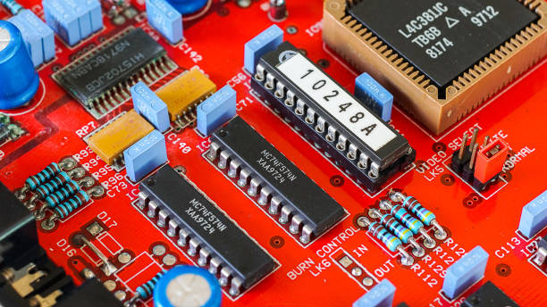 istock Closeup on electronic board and Electronic device,background 1246413424