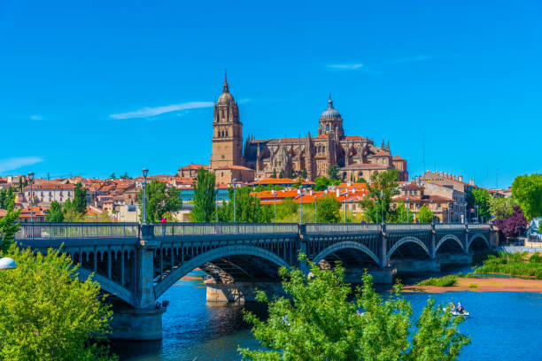 istock Cathedral at Salamanca reflected on river Tormes, Spain 1246441808