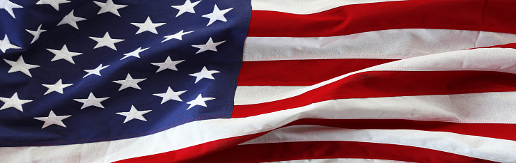 Closeup of American flag banner