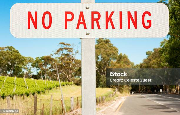 Sign No Parking Stock Photo - Download Image Now - Blue, Bollard, Color Image