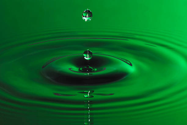istock Two green drops of water with ripples 124645770