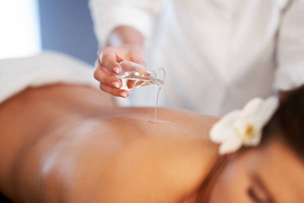istock Relaxed woman receiving back massage 1246462200