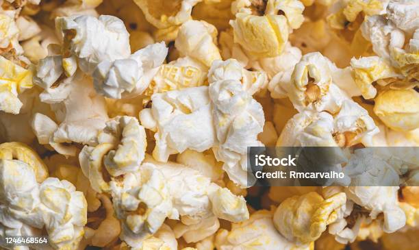 Pipoca Popcorn Snack Food Buttered Popcorn In Macro Photography Stock Photo - Download Image Now