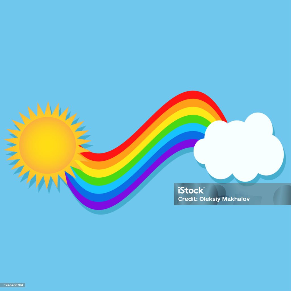 Colorful Rainbow Sun And Cloud In The Sky In Cartoon Style Like Element For  Design Stock Vector Illustration Stock Illustration - Download Image Now -  iStock