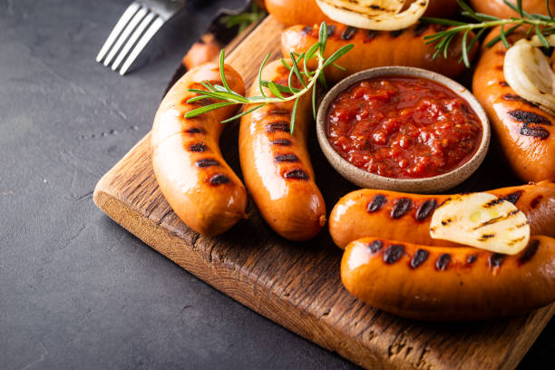 istock Fried delicious sausages 1246480293