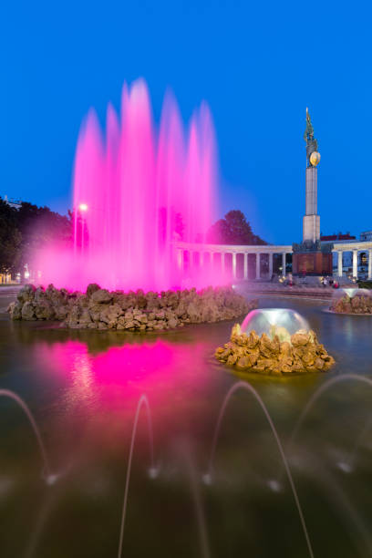 istock Vienna Schwarzenbergplatz Fountain At Night, Austria 1246484443