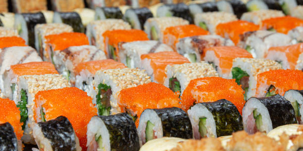 istock Sushi dish poster with different kind of sushi 1246497358