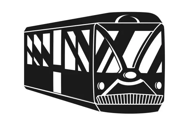 Vector illustration of Black and white trolley silhouette