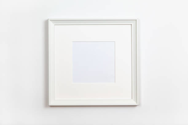 istock White clean square frame with passepartout on white background, copy space. Flat lay or side view, minimal style mock-up. For gift shop, social media, website design. 1246509922