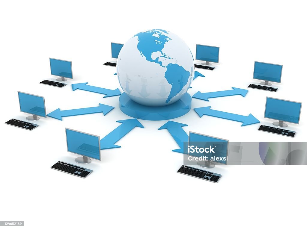 Global computer network  Globe - Navigational Equipment Stock Photo