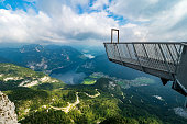 Stunning view of the Salzkammergut region, OÖ, Austria, seen from the 5 Fingers observation platform on top of the Krippenstein mountain