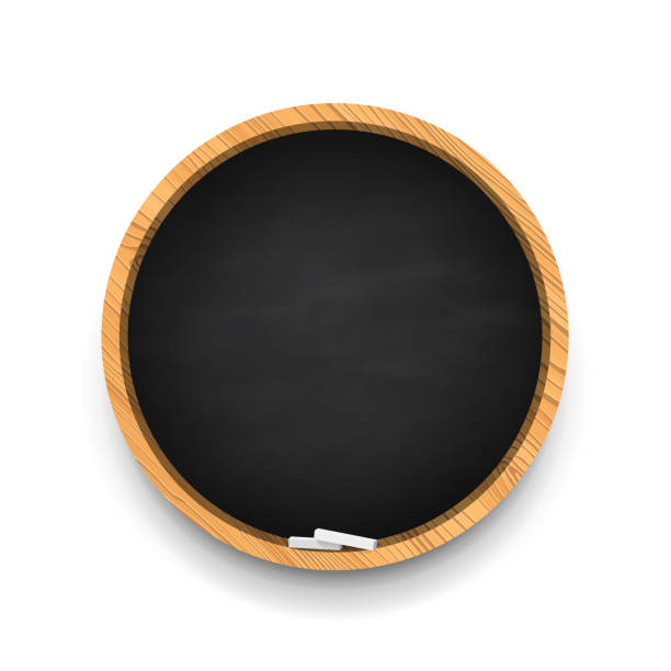 istock Signboard.Round Chalkboard 3D. Realistic black boards in a wooden frame isolated on a white background. Background for menu 1246562150