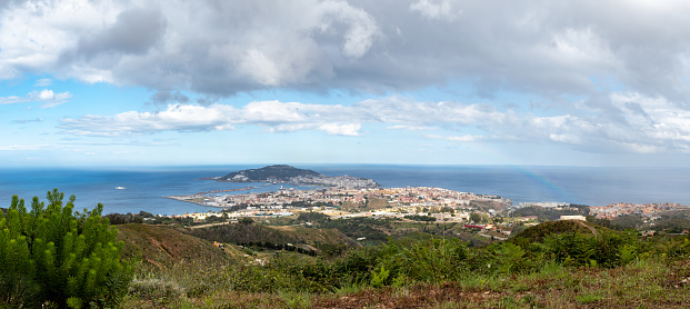 Landscape of the coast and city of Ceuta in Spain, place of coexistence of Christian and Arab cultures