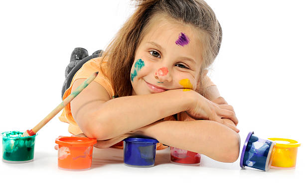 istock Girl with paint colors 124660701
