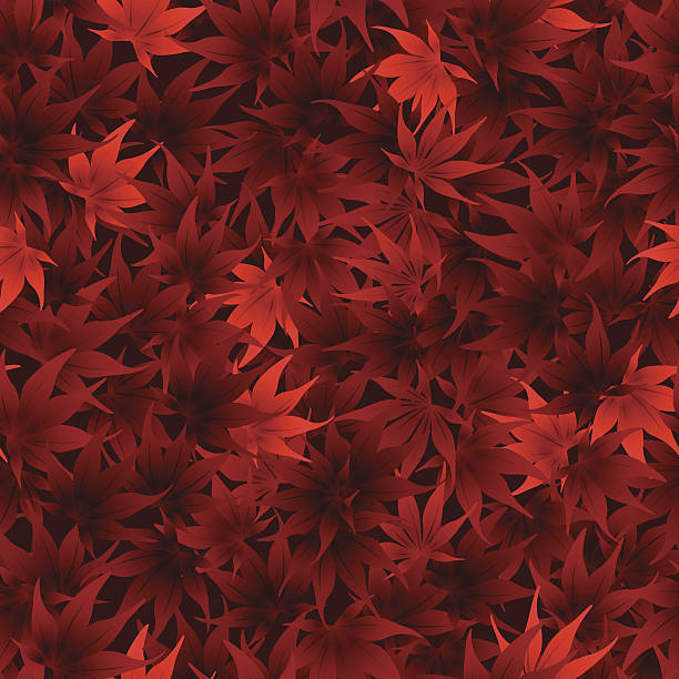 シームレスな赤のメープルの葉模様 - japanese maple leaf autumn abstract点のイラスト素材／クリップアート素材／マンガ素材／アイコン素材