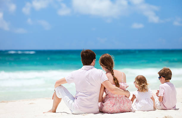 Family on Caribbean vacation stock photo